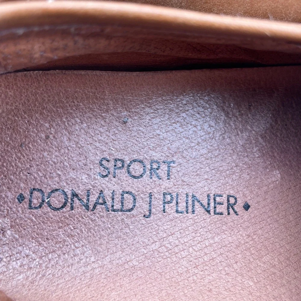 Donald J‎ Pliner Sport Men's Brown Woven Leather Slip On Loafers Shoes Size 10